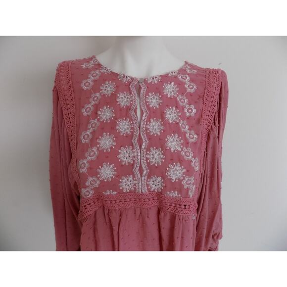 LIV Los Angeles boho top peasant blouse size Large embroidered - Picture 2 of 10